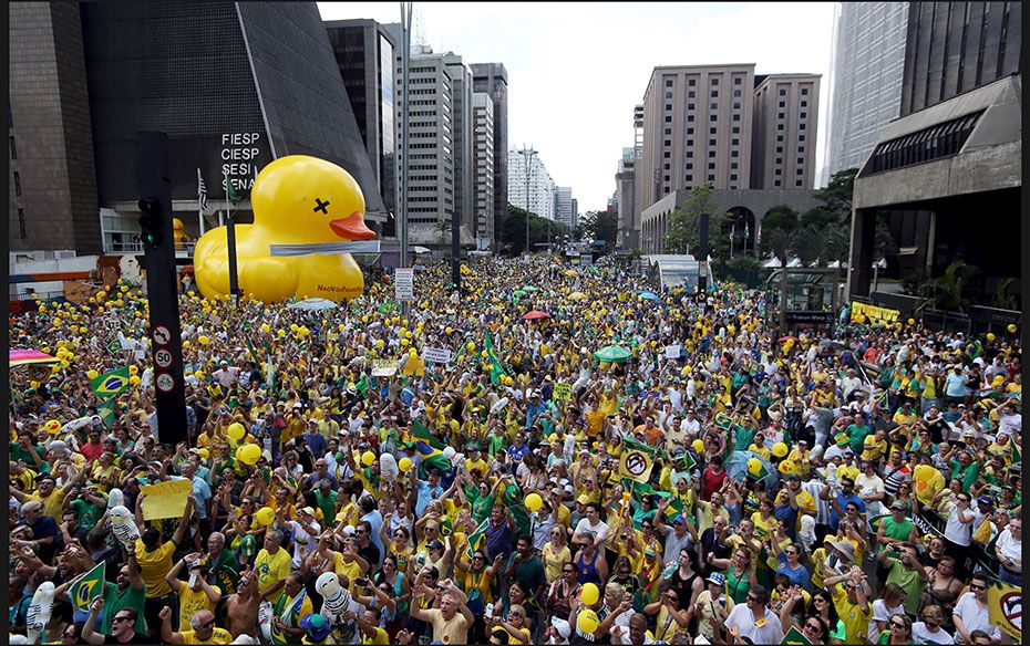 Demonstrators attend a protest calling for the impeachment of Brazil's President Dilma Rousseff 