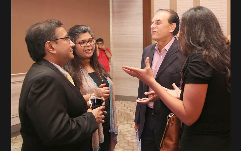 (Left to right) Forbes India Editor Sourav Majumdar and Executive Editor Abhilasha Khaitan with Mari