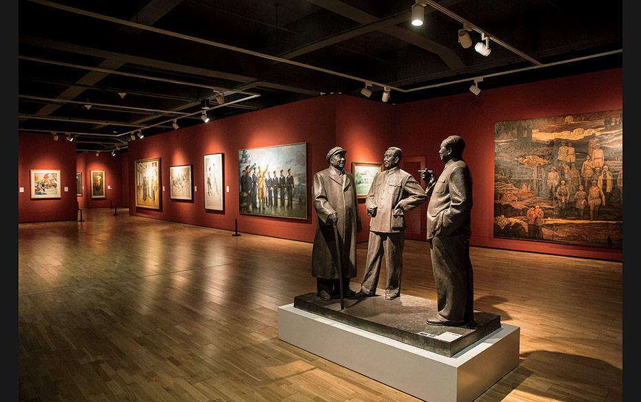 This sculpture of Communist Party leaders Mao Zedong, Zhou Enlai and Zhu De, dubbed Comrades in Arms