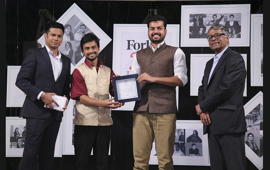 Saransh Vaswani (second from left) and Abhishek Choudhary (second from right) co-founders of educati