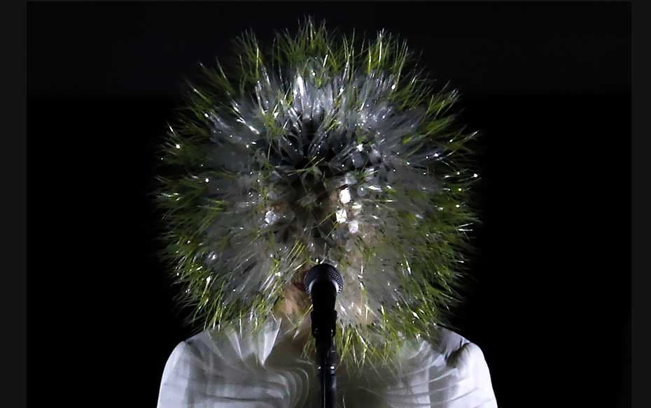 Icelandic singer Bjork performs during a concert at the Kings Theatre in the Brooklyn borough of New