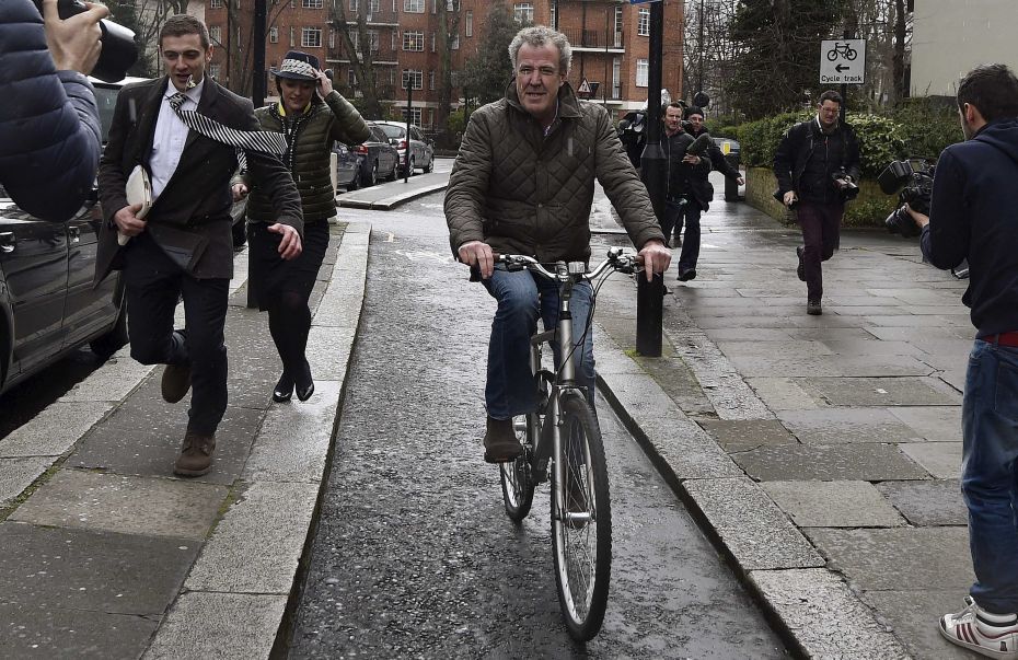 British television presenter Jeremy Clarkson leaves his home in west London on March 26. The BBC dro