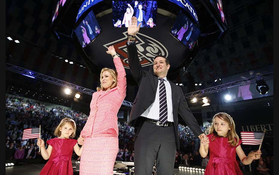 US Senator Ted Cruz (right) with wife Heidi and daughters Catherine and Caroline announces his candi