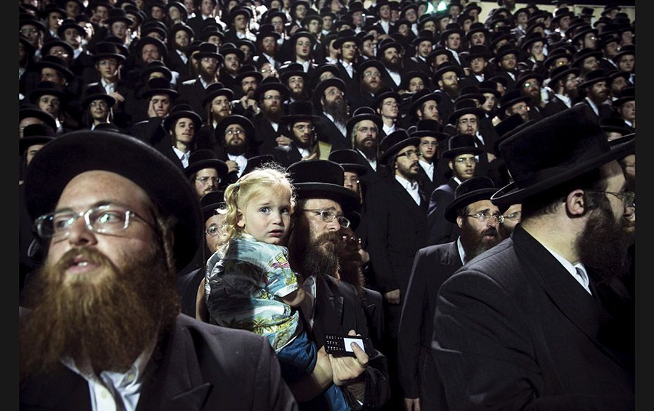 Ultra-Orthodox Jews gather celebrate the Jewish holiday of Lag Ba'Omer in Bnei Brak, located in 