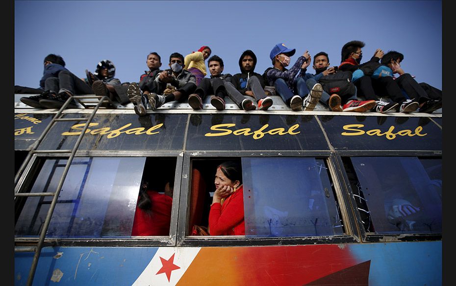 Nepalese citizens leave for their respective villages to celebrate Dashain, the biggest religious fe