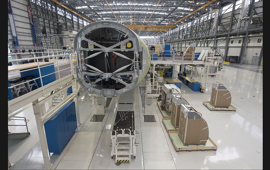 An Airbus A321 is being assembled at the company’s US manufacturing facility in Mobile, Alabam