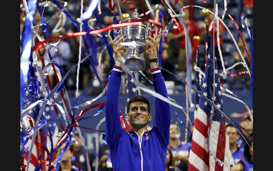 Serbia’s Novak Djokovic celebrates after winning the US Open on September 13. Djokovic defeate