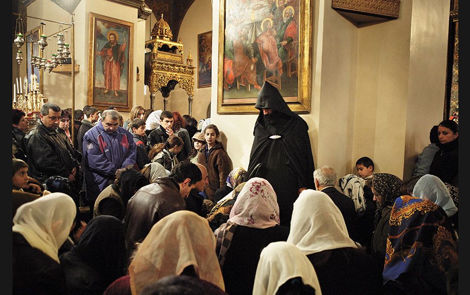 Armenia Celebration of Easter Saturday mass at Holy Echmiadzin, the Vatican of the Armenian Church  