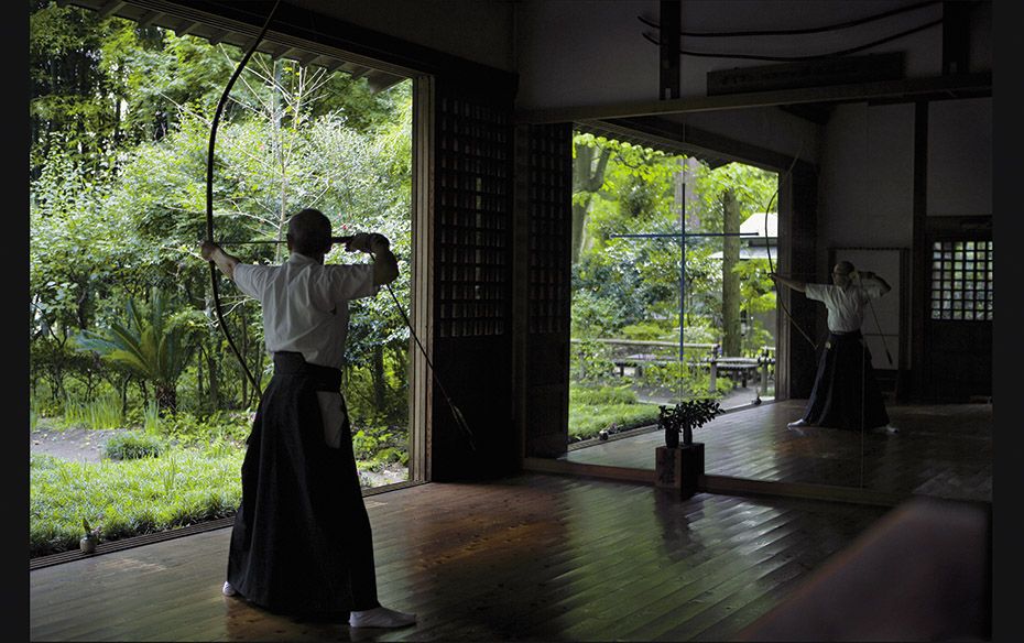 Japan Monks practise archery in the gardens of Engaku-Ji, a Zen monastery in Kamakura. This ritual h