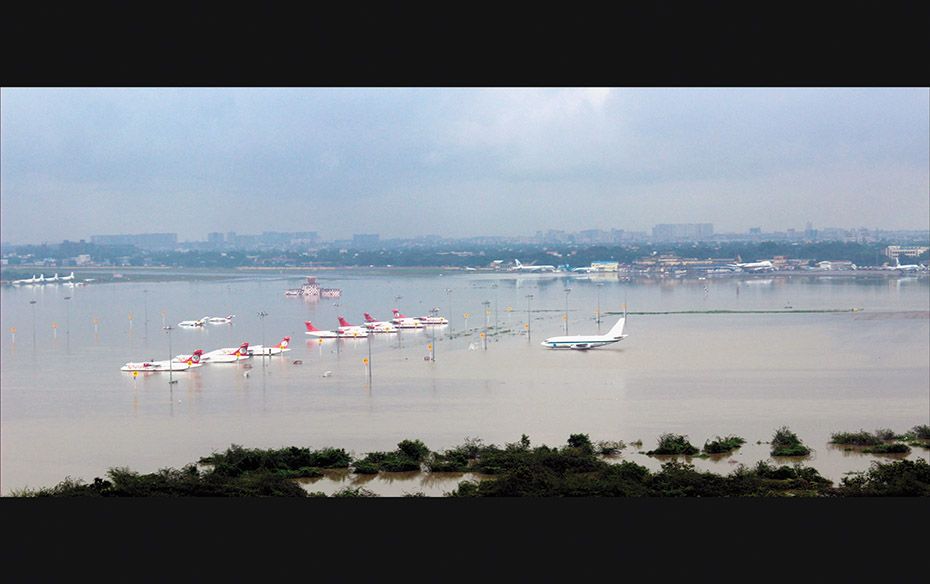 A view of the Chennai airport after heavy rain submerged the region in December. The heaviest downpo