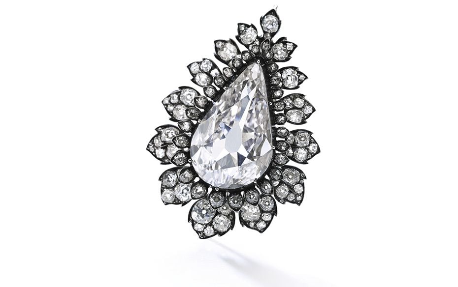 Jewels From The Collection Of The Princes Doria Pamphilj:  Of floral design, set with a pear-sh