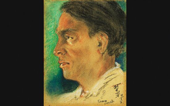 ‘Vinayak Masoji’ (1938), pastel and charcoal on cardboard[Abanindranath Tagore]         