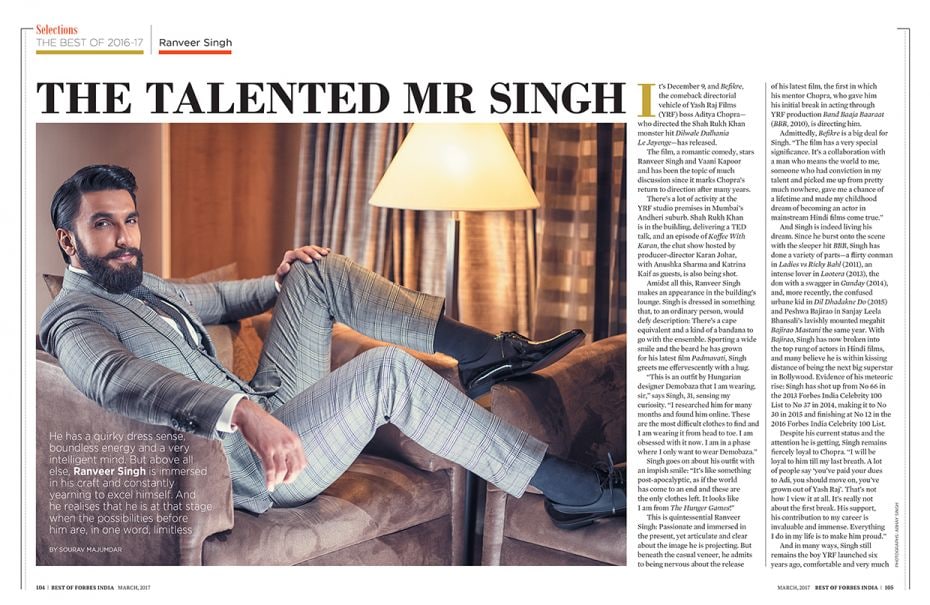 The talented Mr Singh: Read the full article here With his abundant energy and talent, can Ranveer S