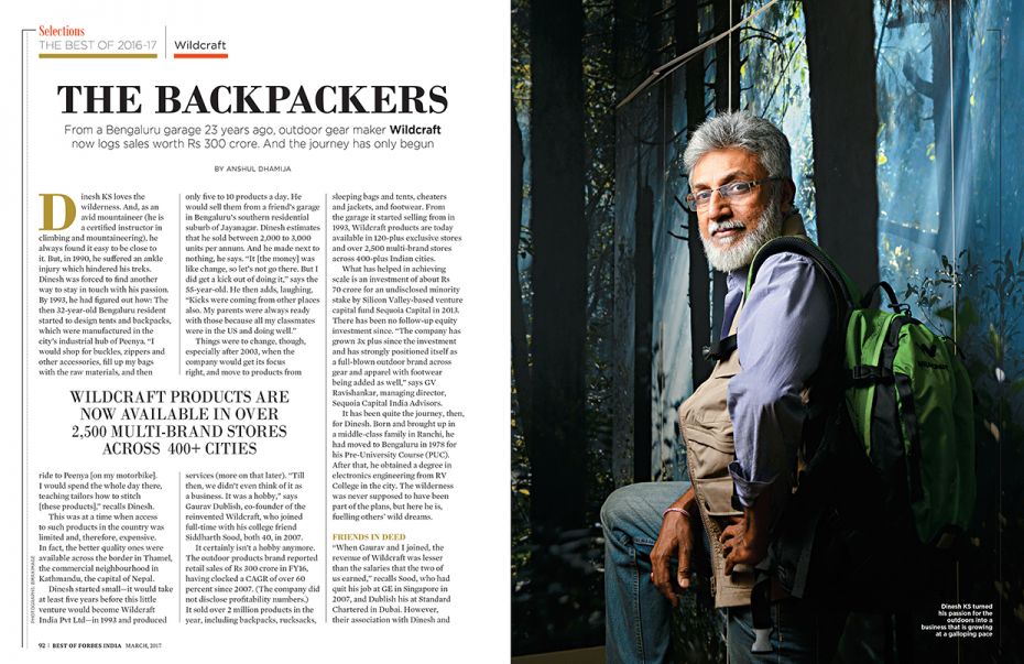 The Backpackers: Read the full article here Outdoor gear maker Wildcraft, which began as a hobby fro