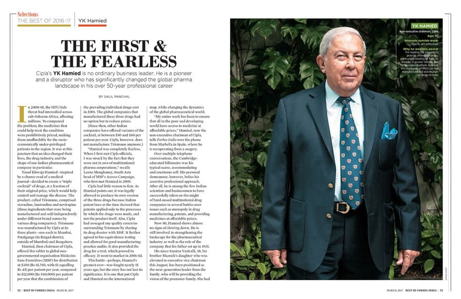 The first & the fearless: Click here to read the full story Cipla’s YK Hamied is no ordina