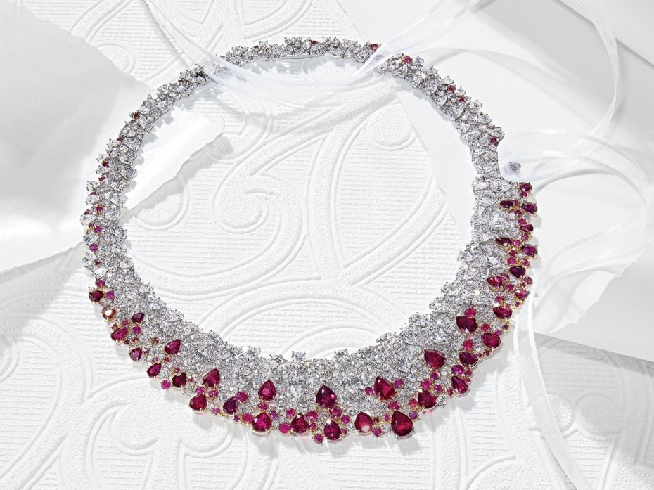 Ruby and diamond necklace by Nirav Modi (price upon request)                        