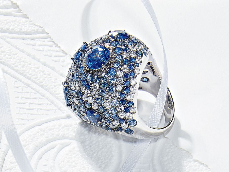 Haute Couture ring in 18k white gold with sapphires by Roberto Coin ($90,000)                       