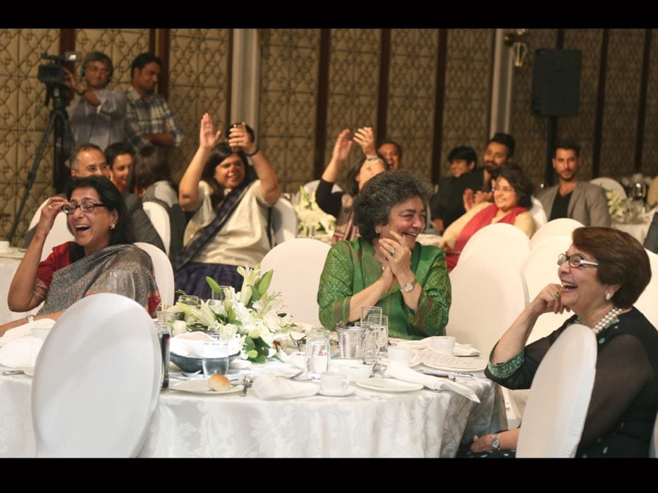 [L-R] Naina Lal Kidwai, Zia Mody and Zena Sorabjee enjoying a lighter moment at the inaugural Forbes