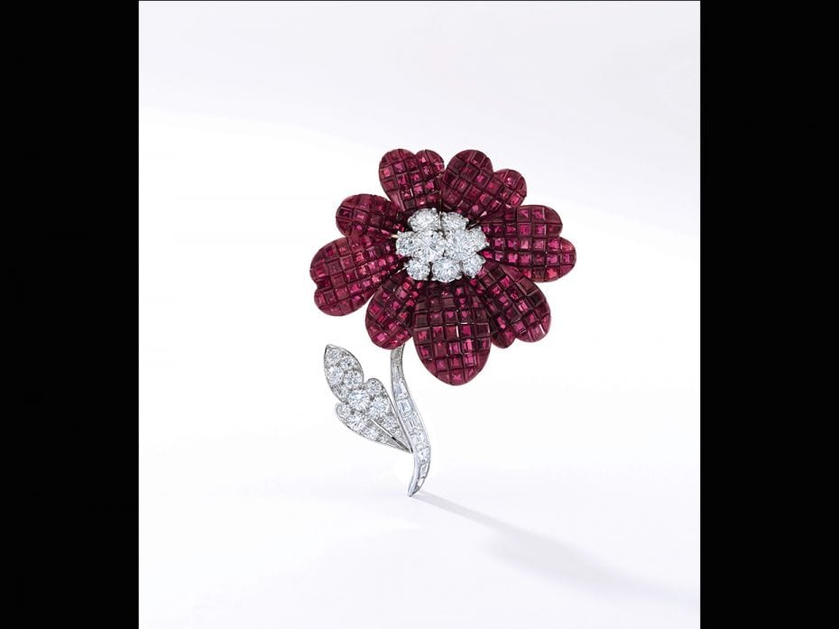 This Ruby and diamond brooch by Van Cleef & Arpels sold for 187,500 Swiss Francs