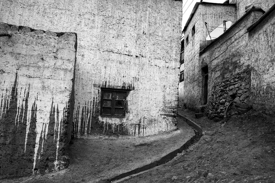 Interesting way of colouring the walls of a village home in Kibber, Himachal Pradesh                