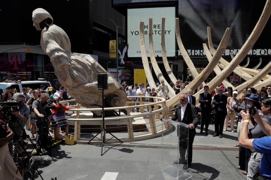 Times Square was ‘flooded’ in a multi-media art display, aiming to show how climate chan