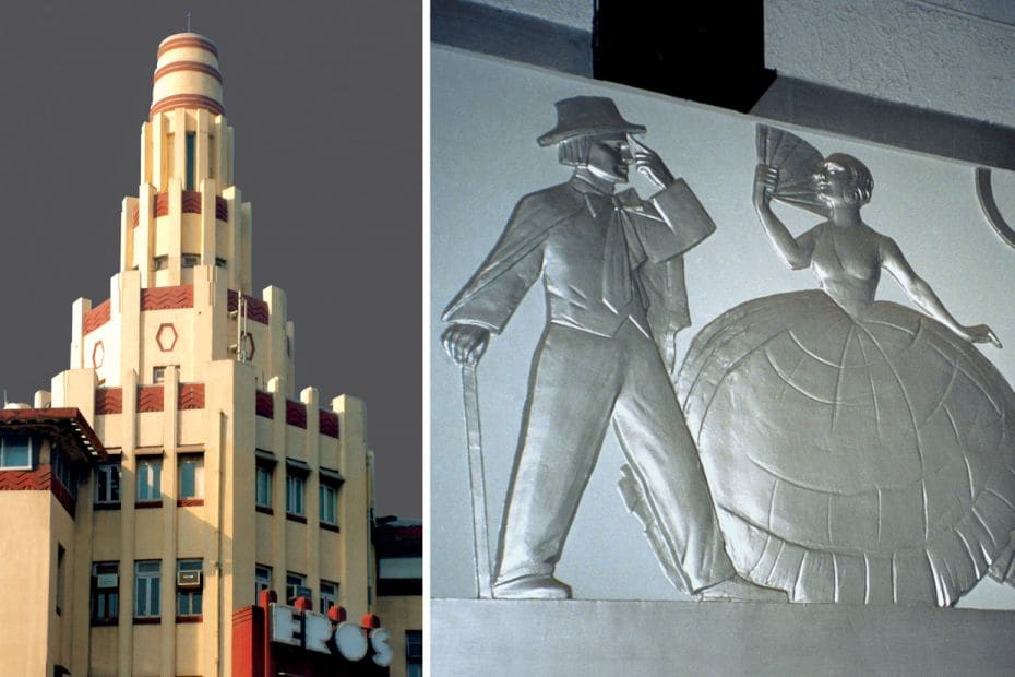 Built on a narrow triangular corner site, the EROS CINEMA (Churchgate, 1938) gives the impression of