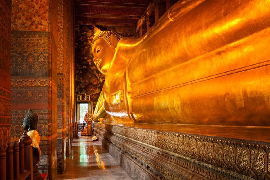 Temple of the reclining Buddha (Wat Pho), Bangkok, ThailandMade from brick and gilded plaster in 183