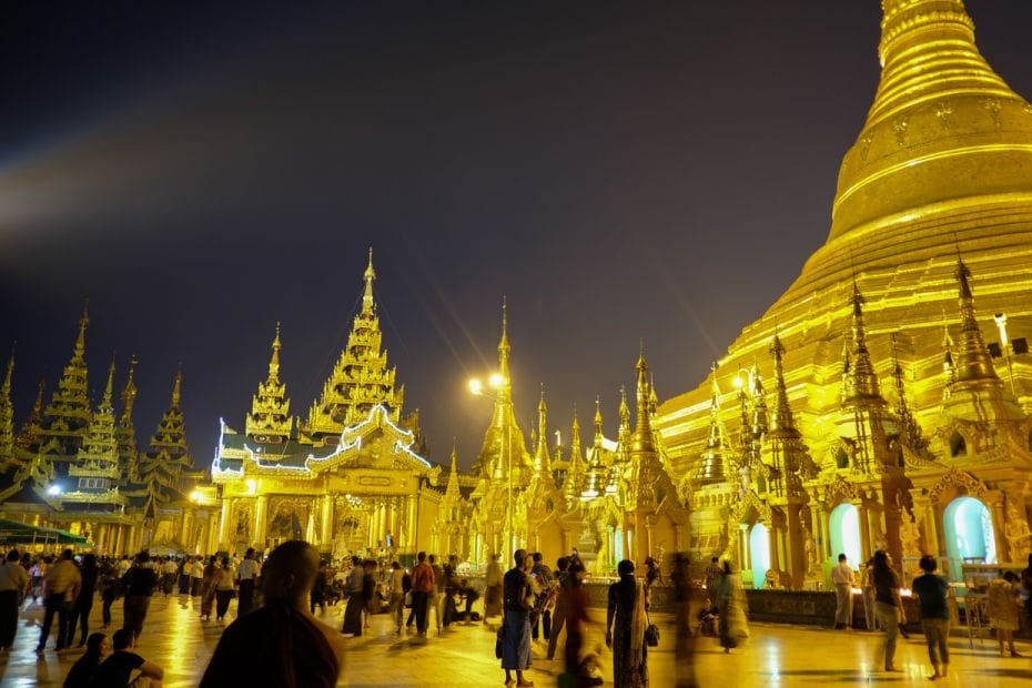 Shwedagon Pagoda, Yangon, MyanmarThe 99 metre high Shwedagon Pagoda is the most sacred Buddhist pago