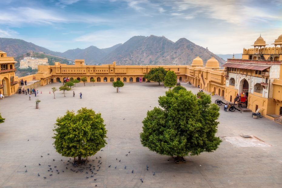 Amber fort, Jaipur, IndiaLocated high on a hill, the formidable honey-hued Amber fort was built duri