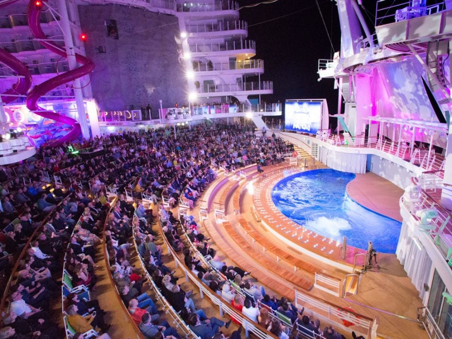 At the aft of the ship, there’s live action at the AquaTheatre, an amphitheatre with aquatic a