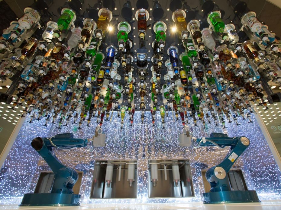 Meet the robotic bartenders. A marvel of modern technology, guests can watch in awe as their drinks 