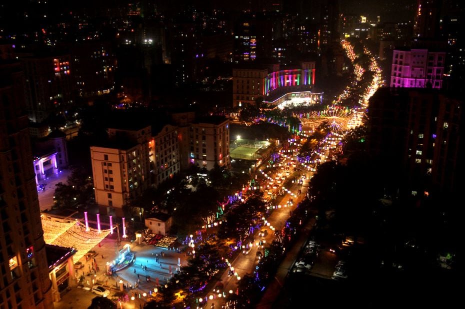 Cities like Mumbai, seen here, are a glittering sight during Diwali, with buildings and houses strew