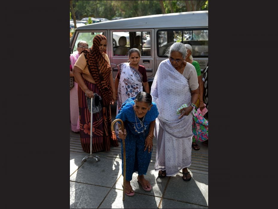 Centenary voters arrive to participate in 'Shatayu Samman' in Ahmedabad. In the first phase 