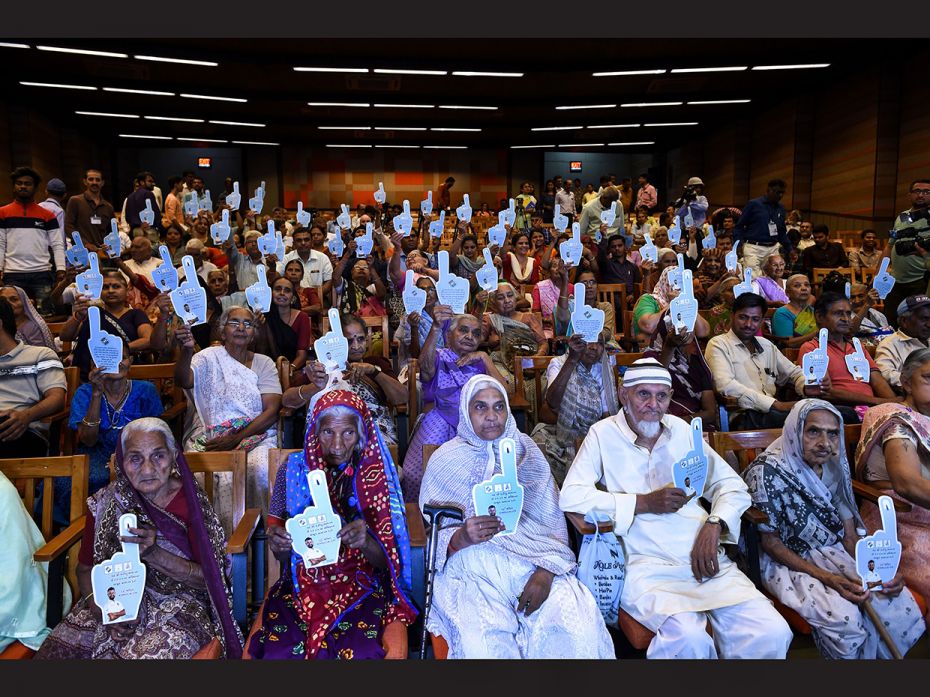 Indian centenary at the 'Shatayu Samman', an event for the centenary voters, in Ahmedabad.