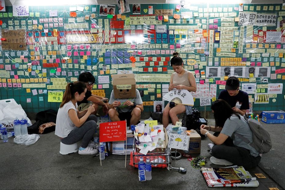 July 11, 2019: Anti-extradition bill protesters rest in front of 