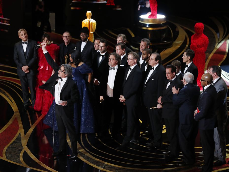 Peter Farrelly accepts the Best Picture award for Green Book, in a win that shocked fans who expecte