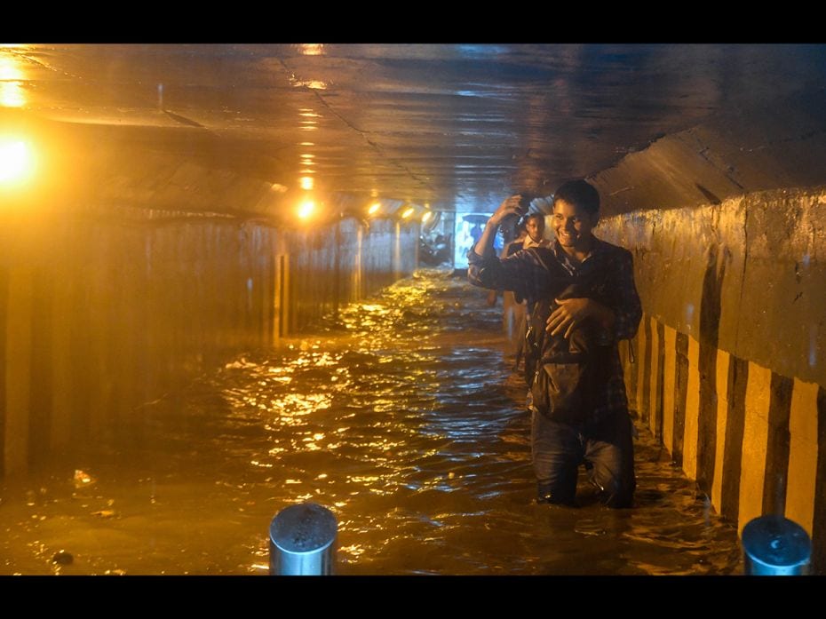 Andheri Subway flooded on June 28, making an unlikely selfie moment.