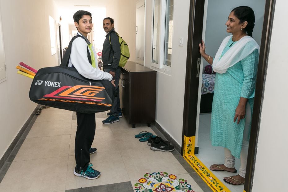 Badminton  At the Sports Authority of India Gopichand National Badminton Academy in Hyderabad, 