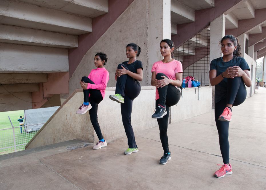 Track & field  Aditi Parab (second from right), who won gold in the under-17 4x400 m relay 