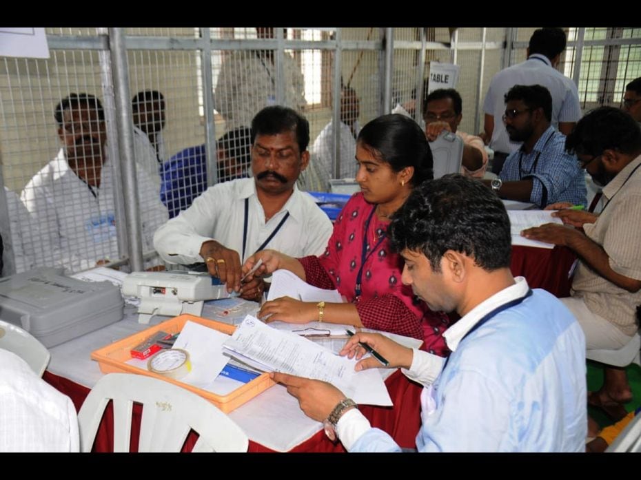 A view inside the Malkaji Giri counting centre                        