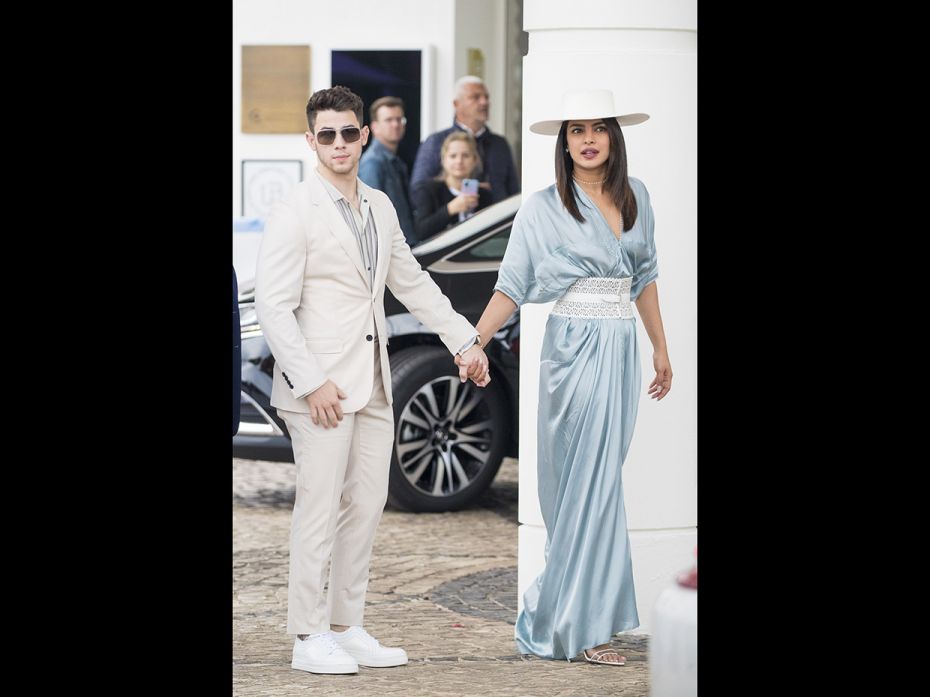 Nick Jonas and Priyanka Chopra are seen during the 72nd annual Cannes Film Festival on May 17, 2019 