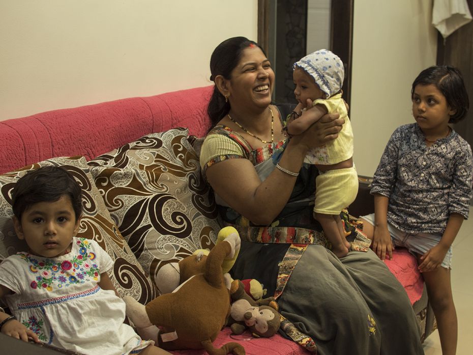 Mother Neha wants her three children, Rajnandini (4), Shrishti (2) and Niharika (2 months) to grow u