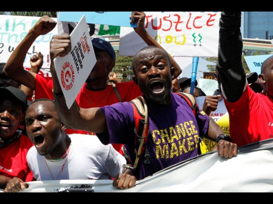 Environmental activists raise their voices for action on climate change, in Nairobi, Kenya.