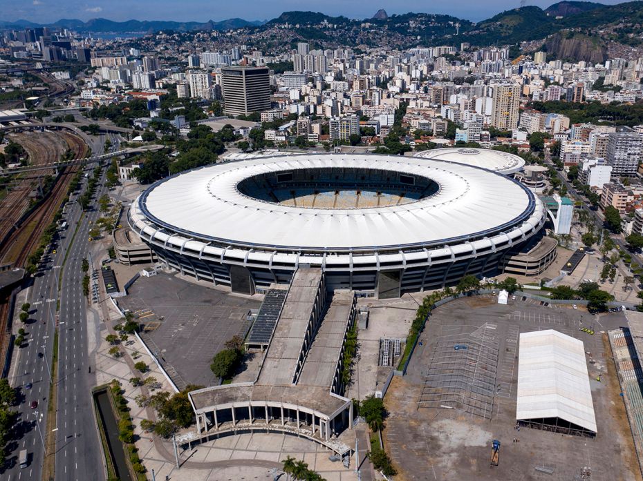 RIO DE JANEIRO, BRAZIL: Aerial view of a temporary field hospital set up for coronavirus patients at