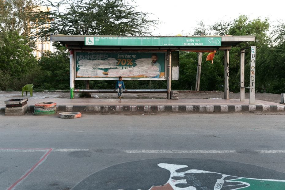 The bus stand at Shaheen Bagh that housed a busy library during CAA protests now stands empty. 