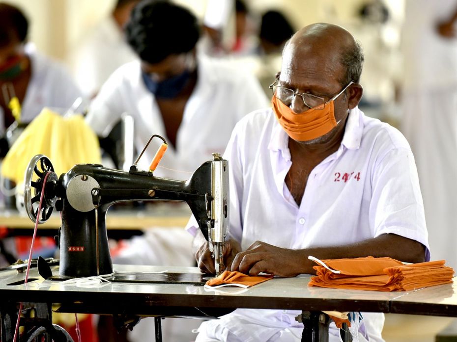  The mask making unit of Poojapura central jail. Each tailoring unit has a single tailor. Since most