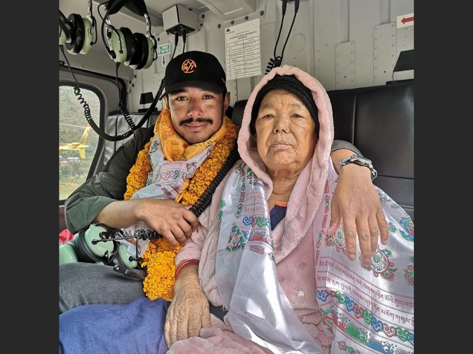 With Mum, my inspiration. Following the completion of the mission, she met me at the Nepal-Tibet bor