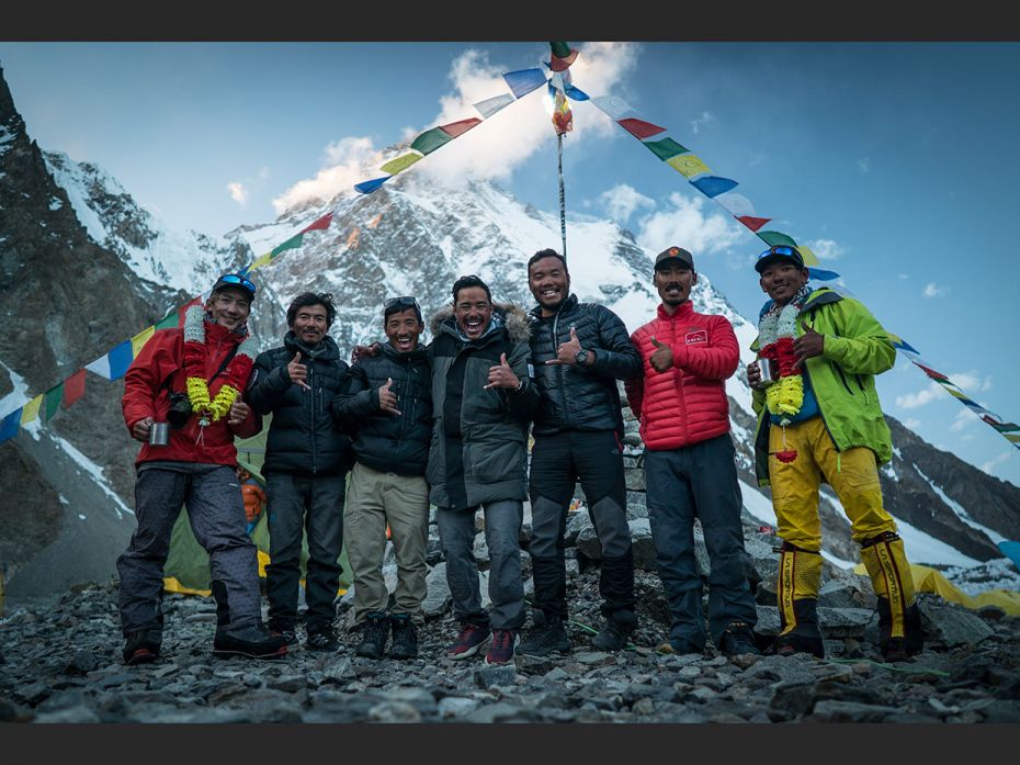 The expedition brothers having completed the line fixing effort on K2. From left: Lakpa Dendi Sherpa