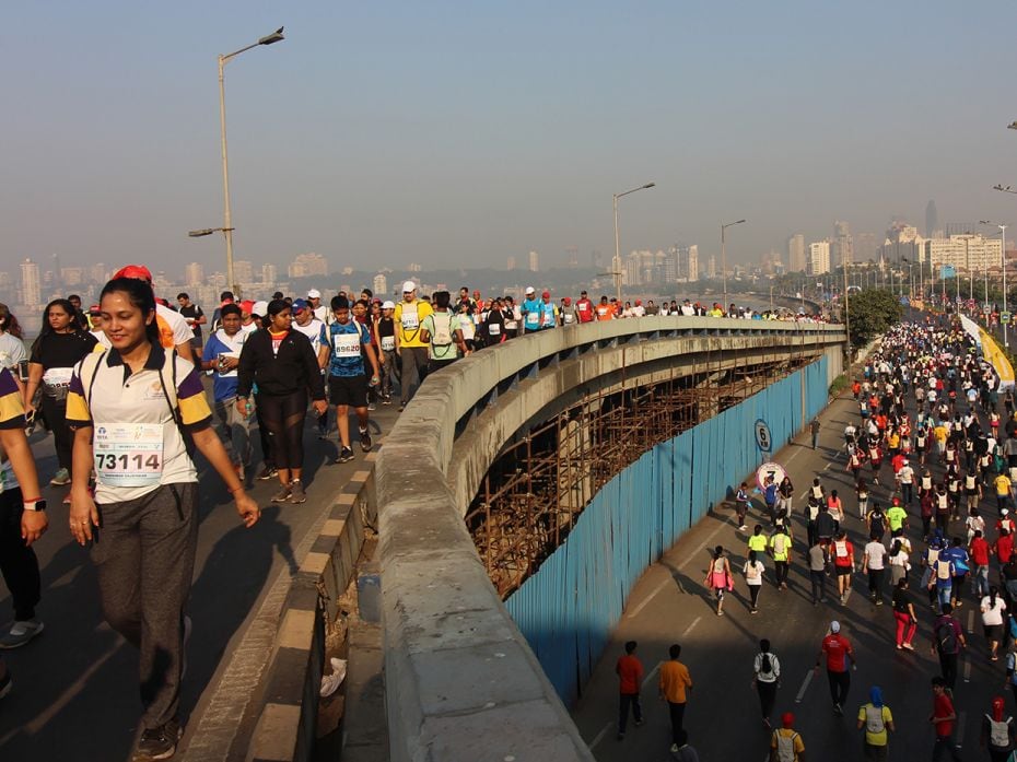 Participants run along the Marine Drive stretch.