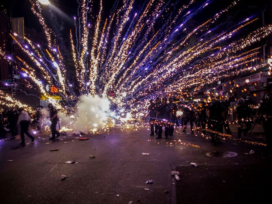 NEW YORK, USA - MAY 30: Protesters clash with police officers in New York on May 30, 2020